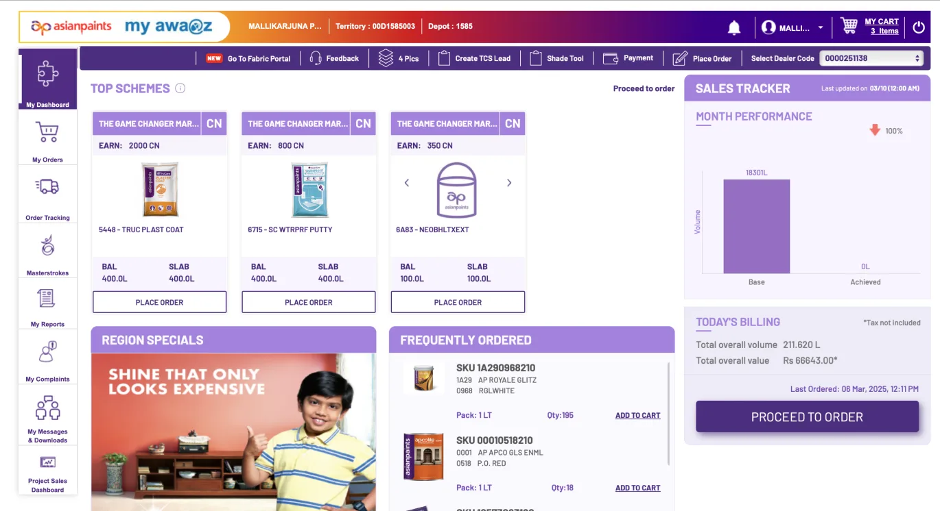 Legacy my awaaz dashboard / landing screen